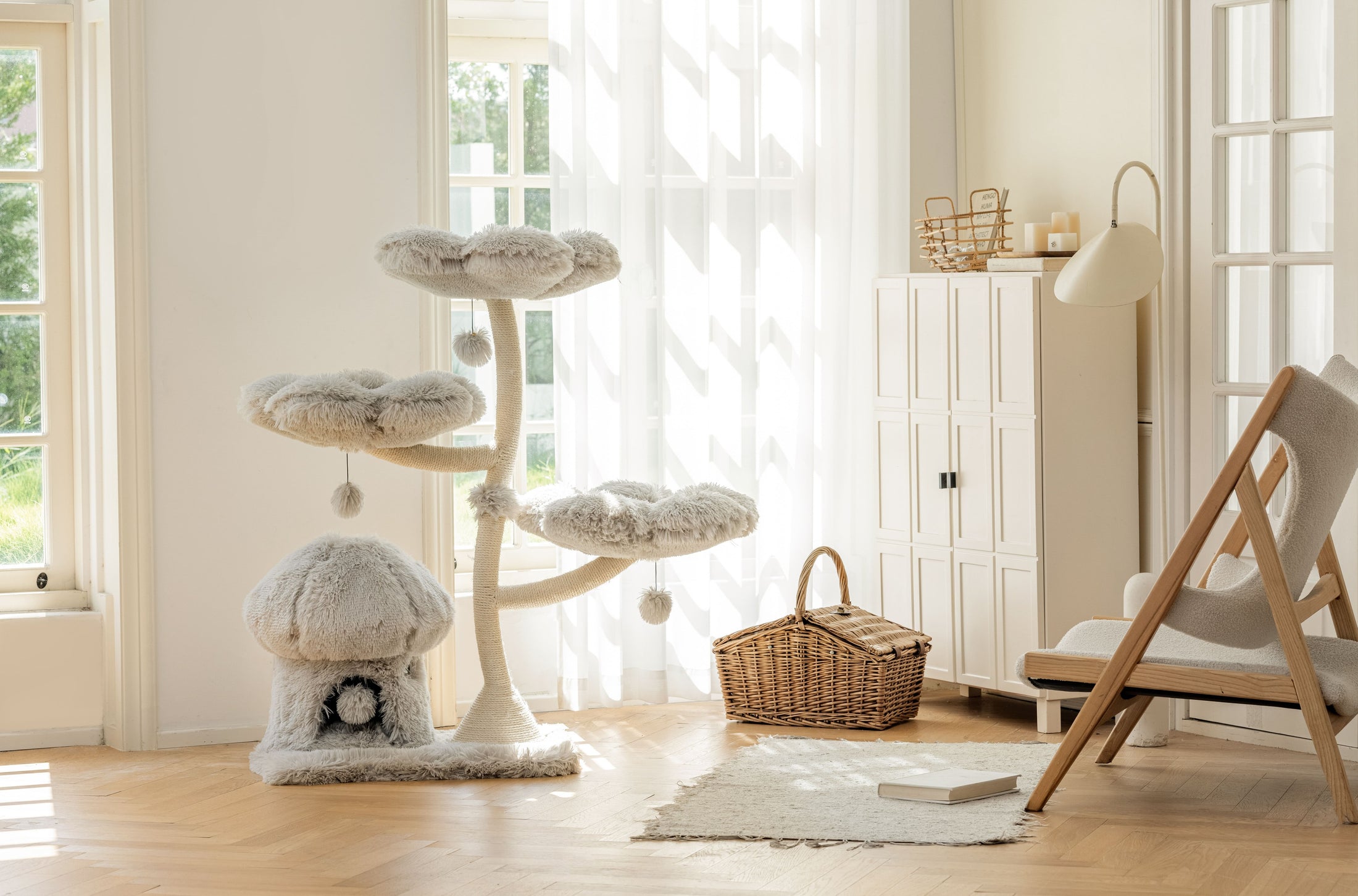 Mushroom Ice Cream Cat Tree (Three-Layer) - Grey