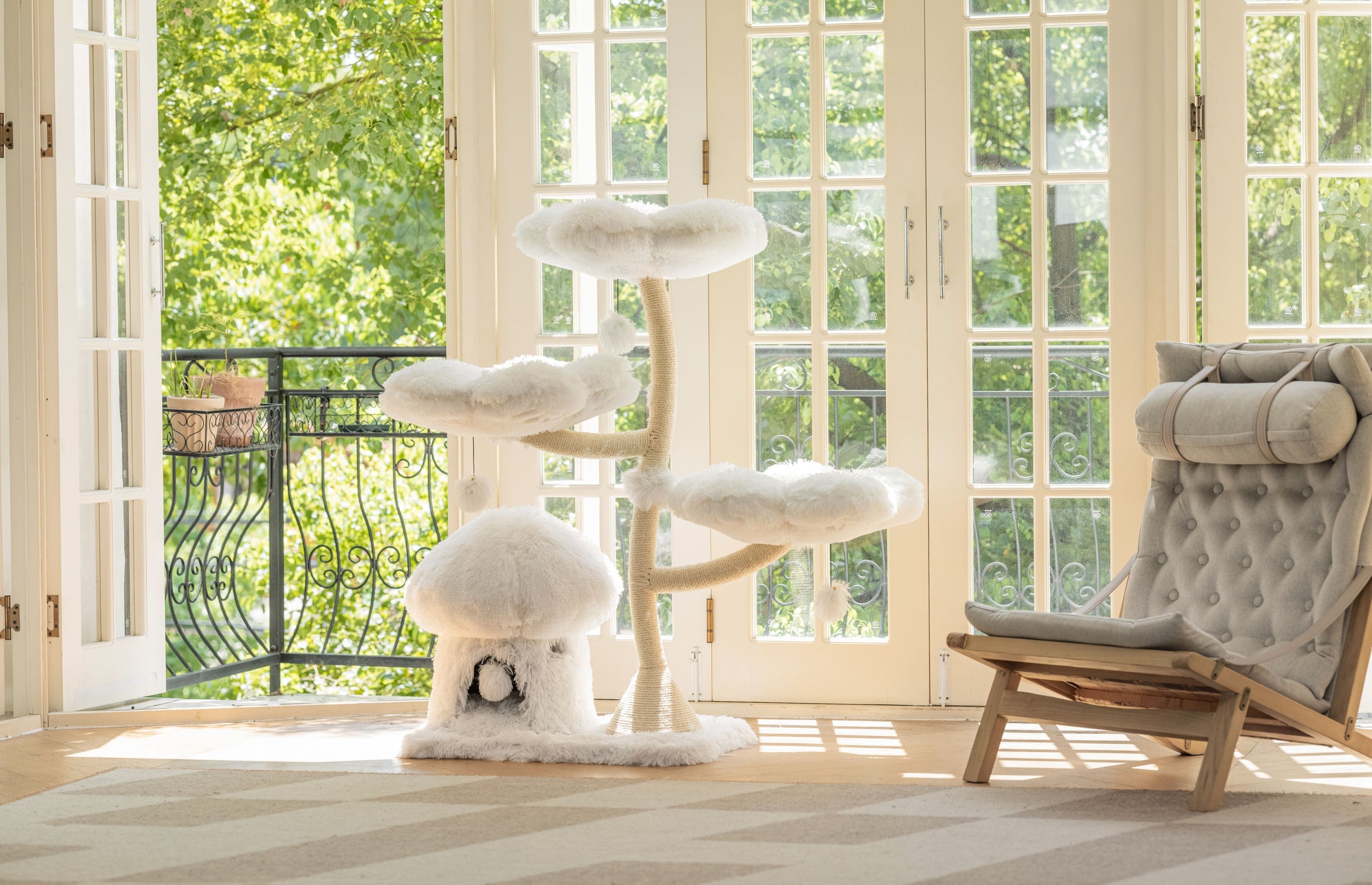 Mushroom Ice Cream Cat Tree (Three-Layer) - White