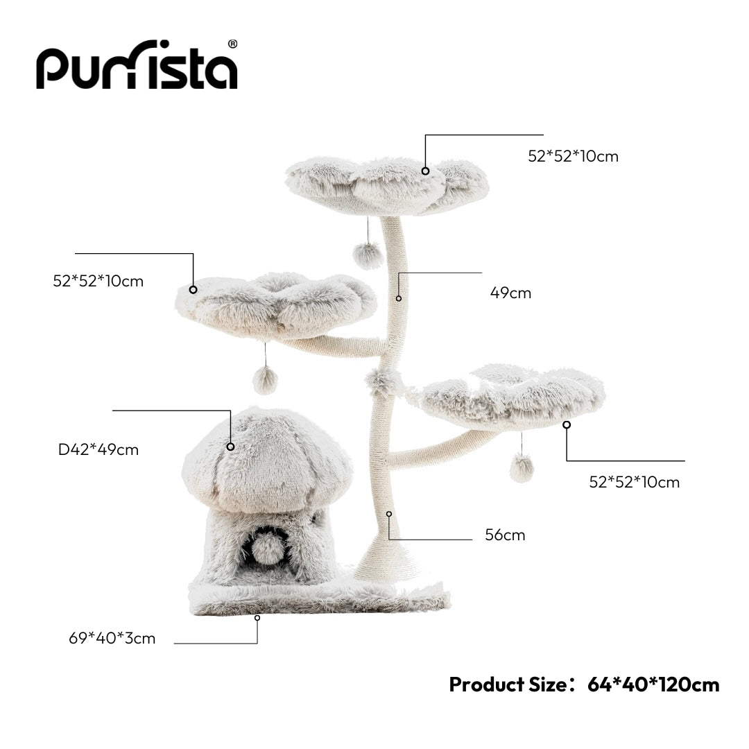 Mushroom Ice Cream Cat Tree (Three-Layer) - Grey